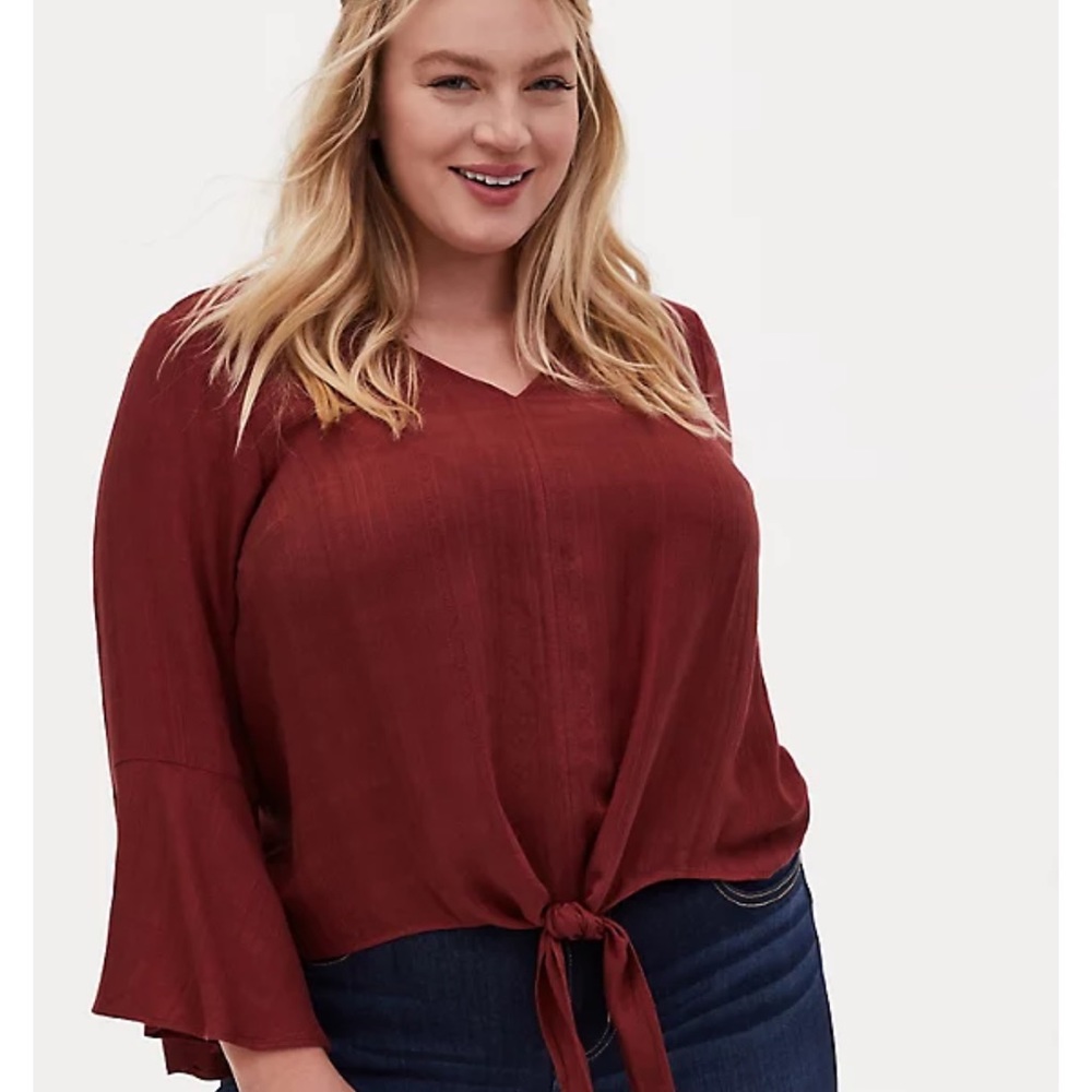 Torrid Tie Front Midi Blouse